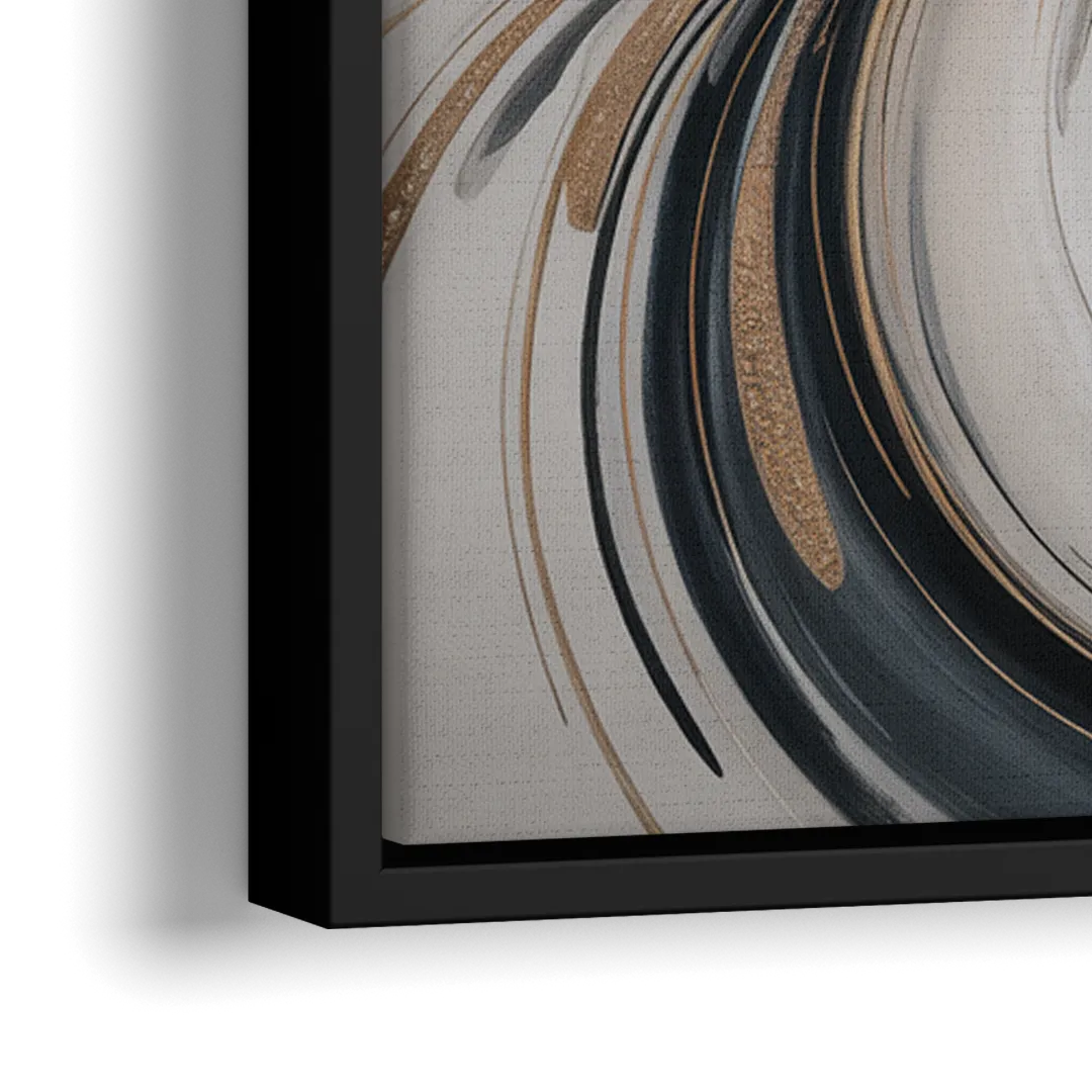Opulent Iridescence Grey Abstract - Close-Up Black Frame Canvas