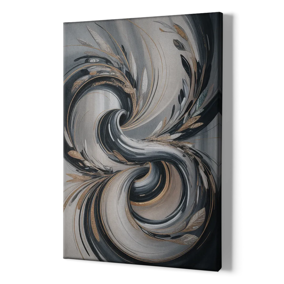 Opulent Iridescence Grey Abstract - Canvas Print Art Sides