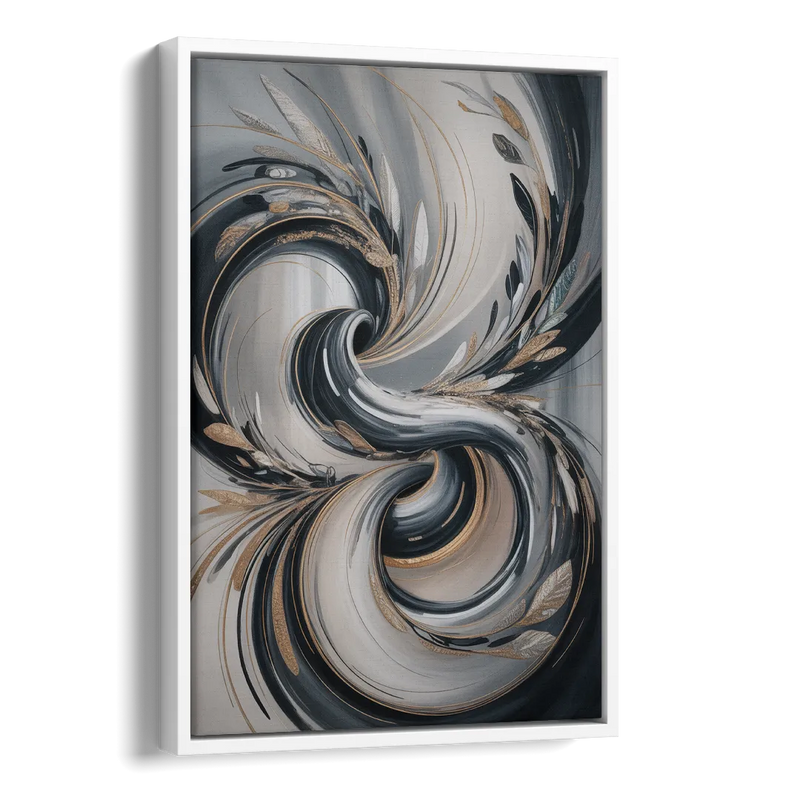 Opulent Iridescence Grey Abstract Side - White Canvas Wall Art