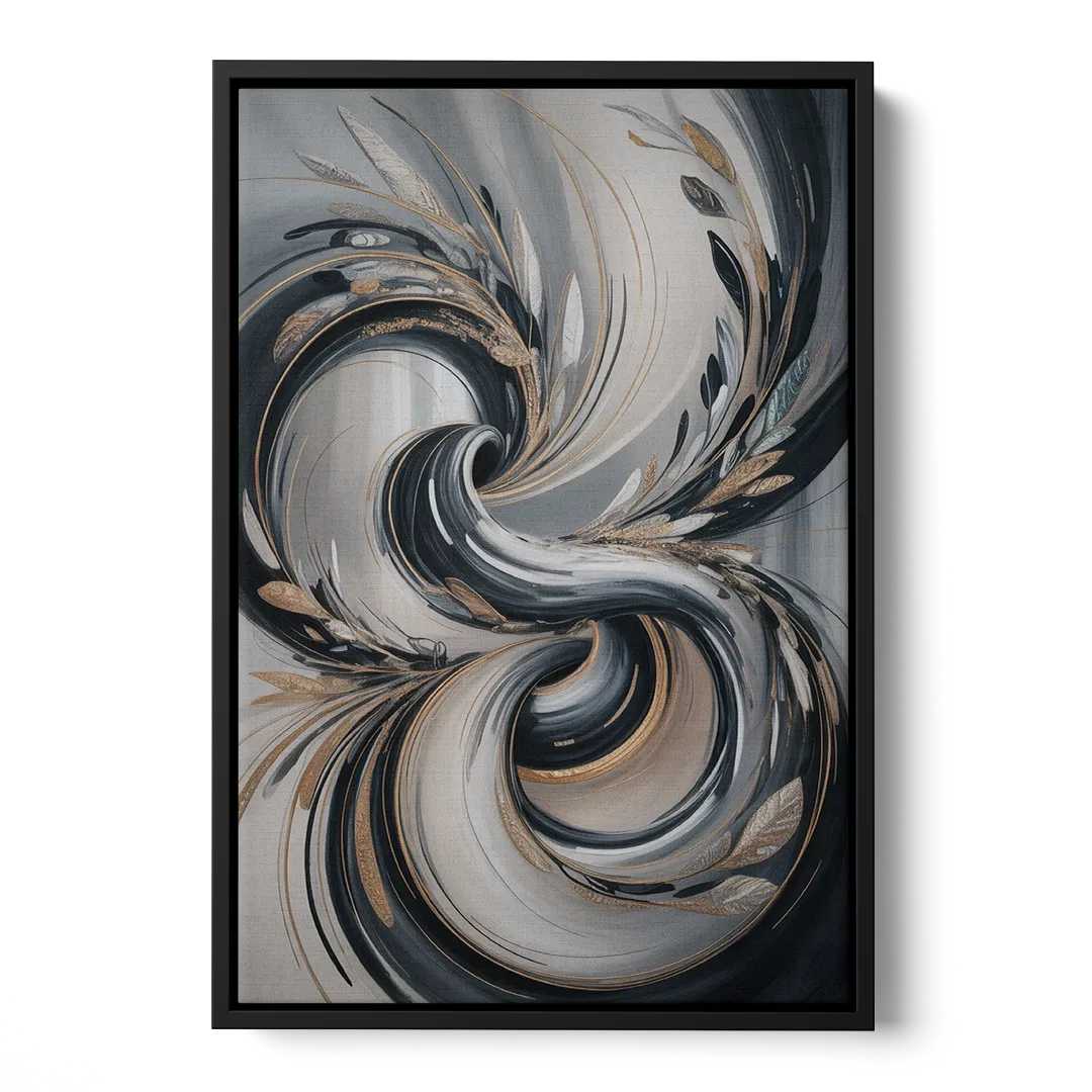 Opulent Iridescence Grey Abstract - Black Frame Canvas