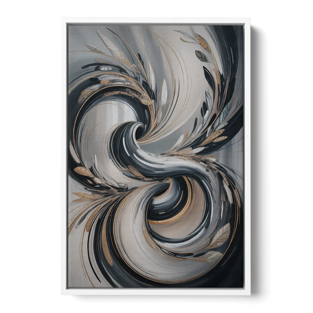 Opulent Iridescence Grey Abstract - White Frame Canvas