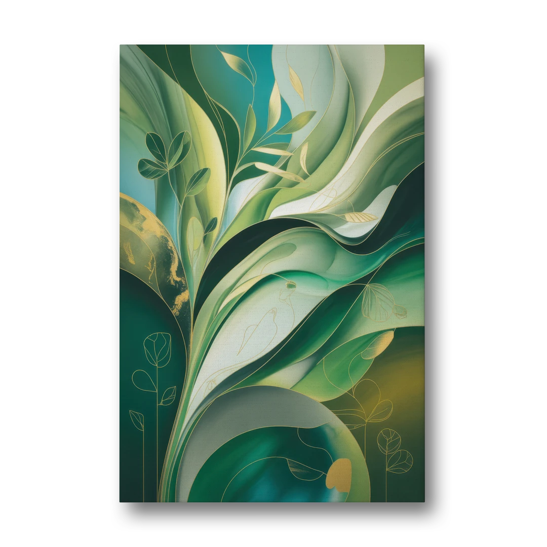 Opulent Nature Harmony Green Abstract - Canvas Wall Art - Front