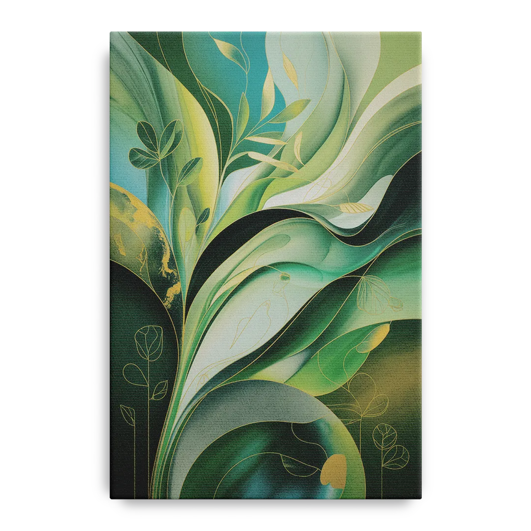 Opulent Nature Harmony Green Abstract - Canvas Wall Art