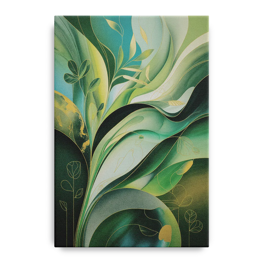 Opulent Nature Harmony Green Abstract - Canvas Wall Art