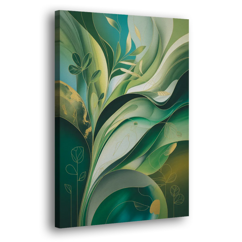 Opulent Nature Harmony Green Abstract - Canvas Wall Art