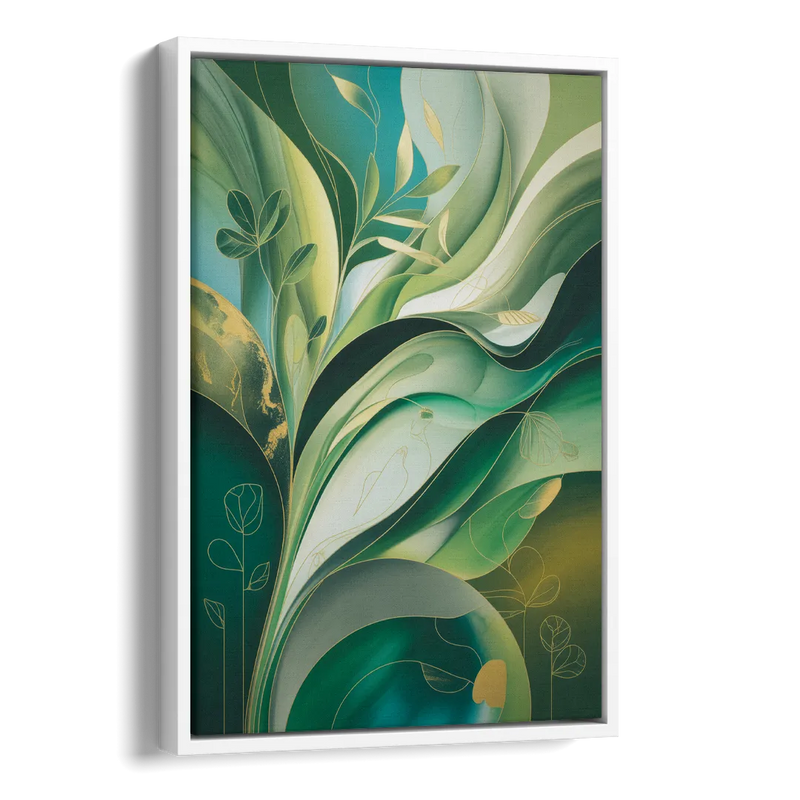 Opulent Nature Harmony Green Abstract Side - White Canvas Wall Art