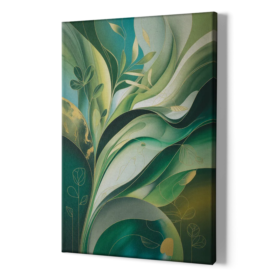 Opulent Nature Harmony Green Abstract - Canvas Print Art Sides