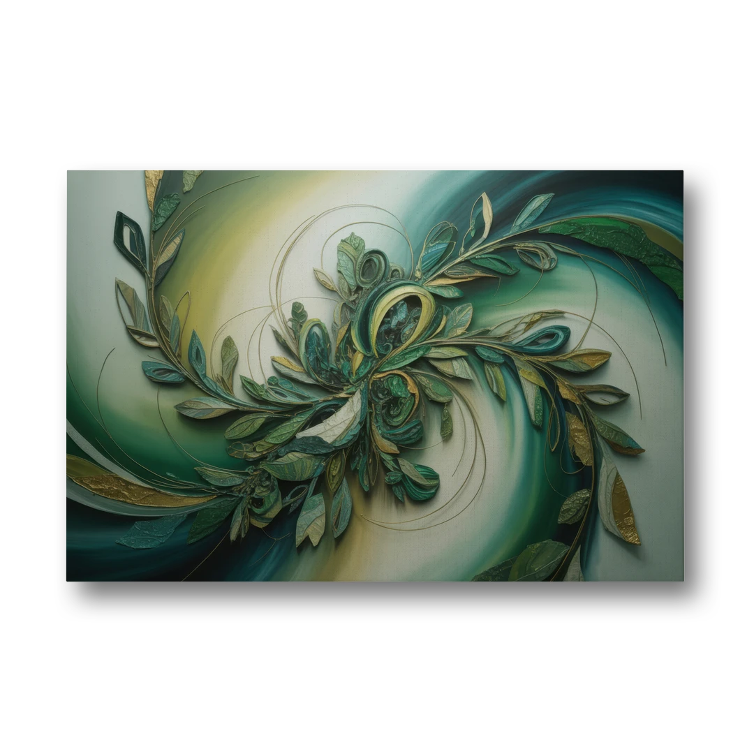 Opulent Natures Flow Green Abstract - Canvas Wall Art - Front