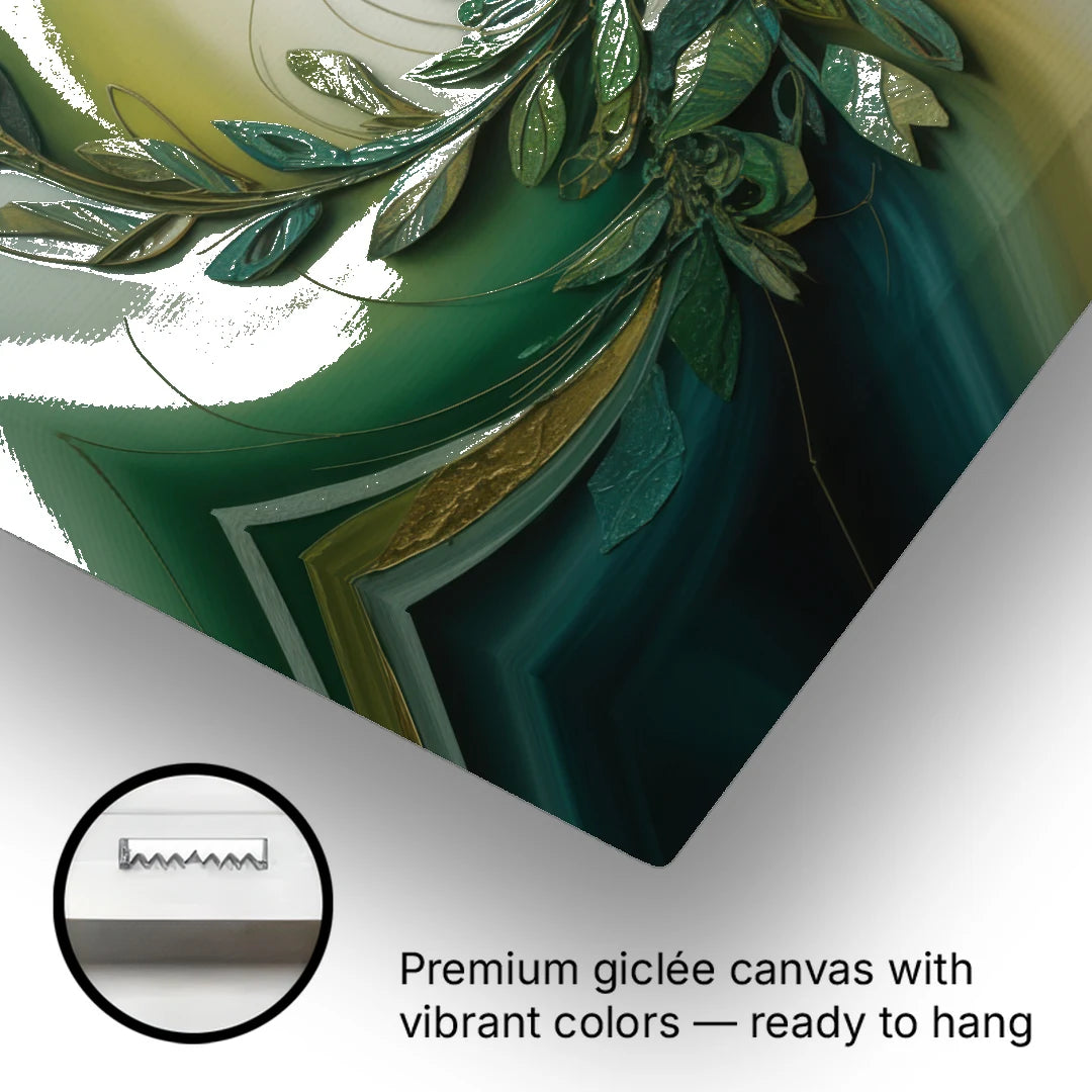 Opulent Natures Flow Green Abstract - Canvas Wall Art - Gallery Wrap Corner