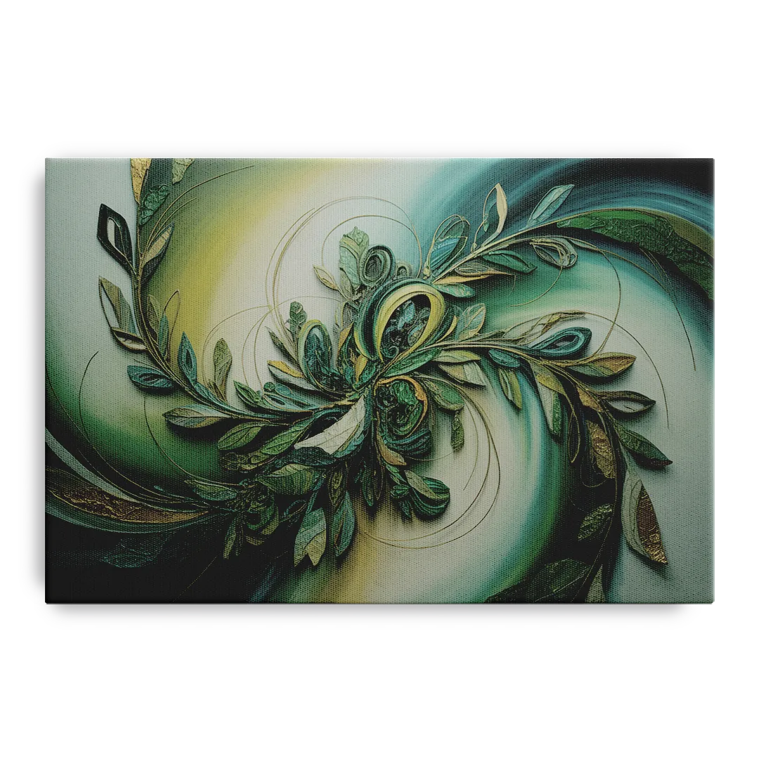 Opulent Natures Flow Green Abstract - Canvas Wall Art