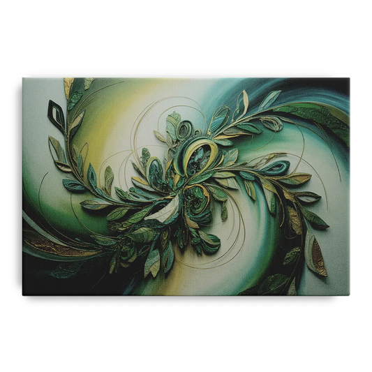 Opulent Natures Flow Green Abstract - Canvas Wall Art