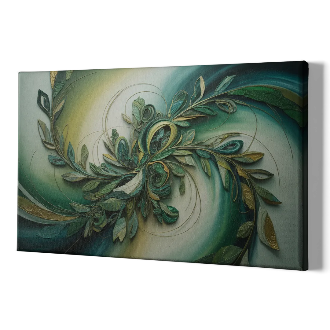 Opulent Natures Flow Green Abstract - Canvas Print Art Sides