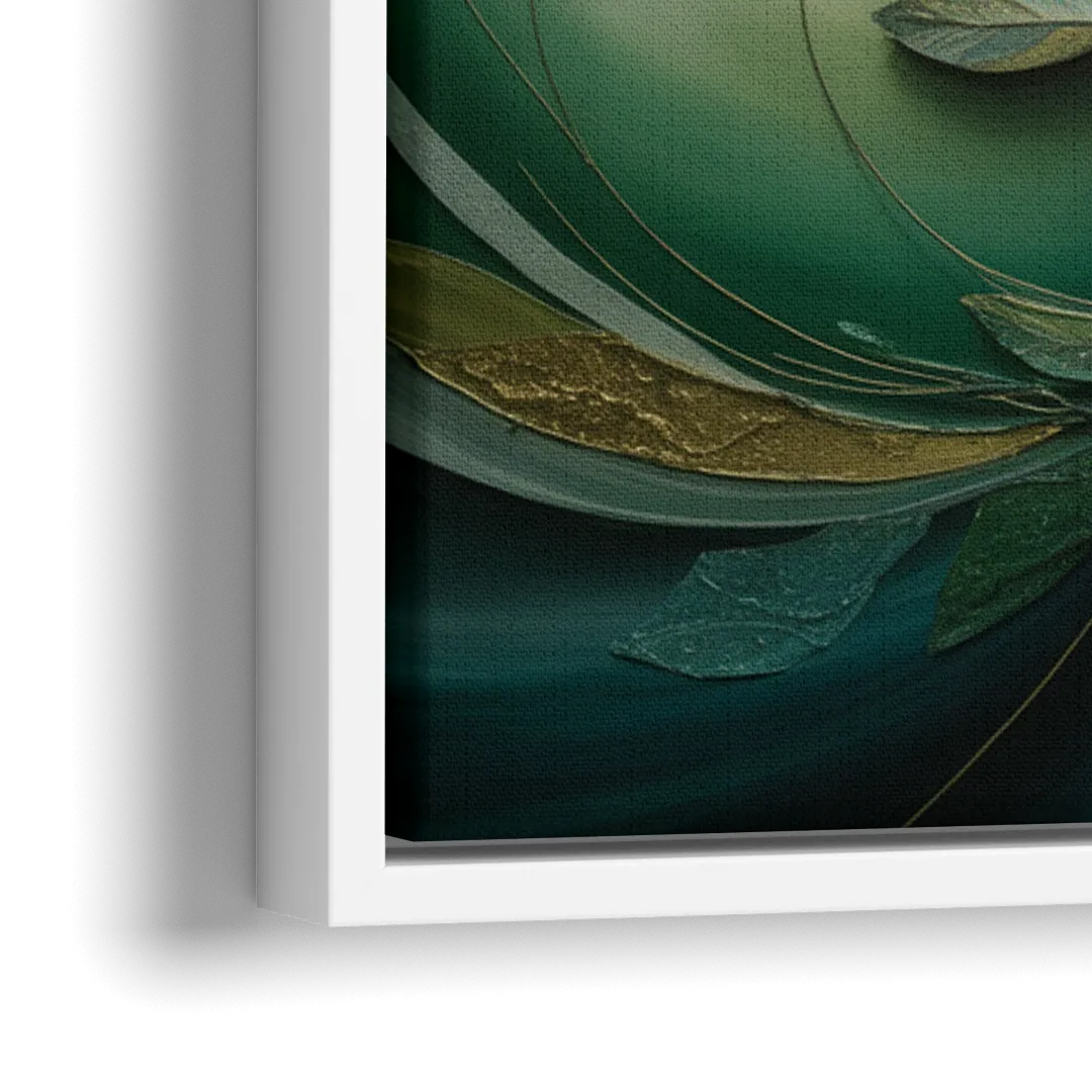 Opulent Natures Flow Green Abstract - Close-Up White Frame Canvas