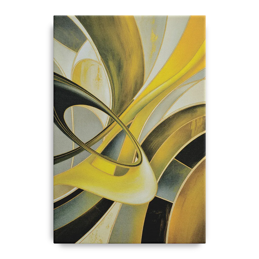 Opulent Resonance Yellow and Grey Abstract - Canvas Wall Art
