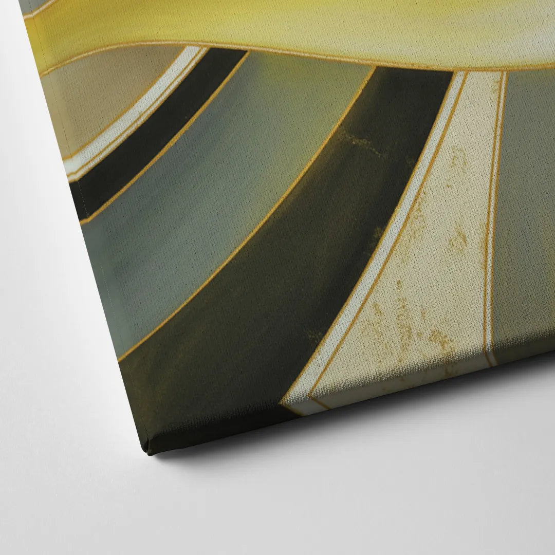 Opulent Resonance Yellow and Grey Abstract Canvas Close Up