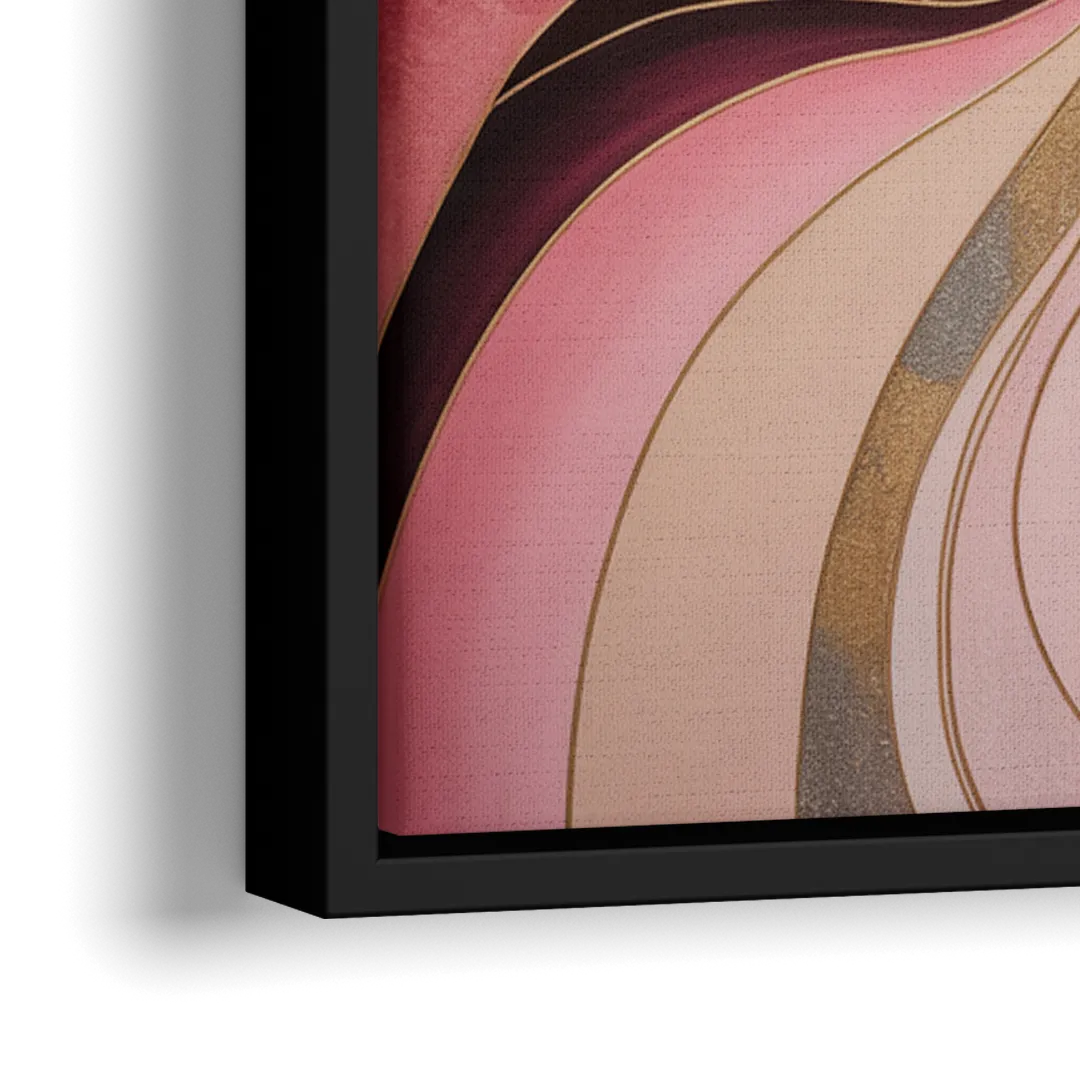 Opulent Serenity Pink Abstract - Close-Up Black Frame Canvas