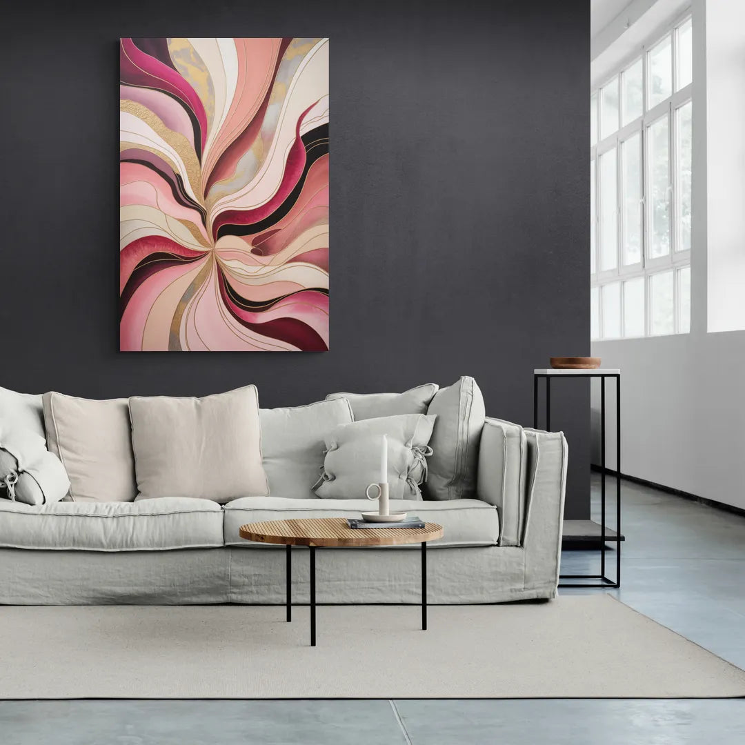 Opulent Serenity Pink Abstract - Canvas Wall Art Living Room