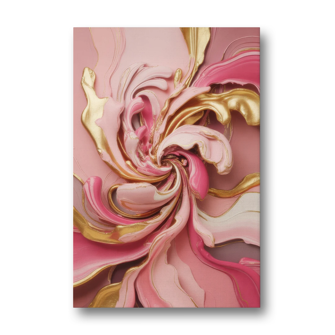 Opulent Serenity Pink and Gold Abstract - Canvas Wall Art - Front