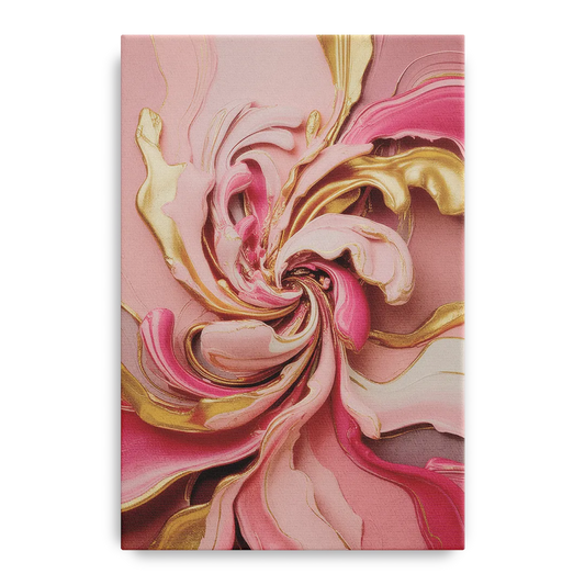 Opulent Serenity Pink and Gold Abstract - Canvas Wall Art
