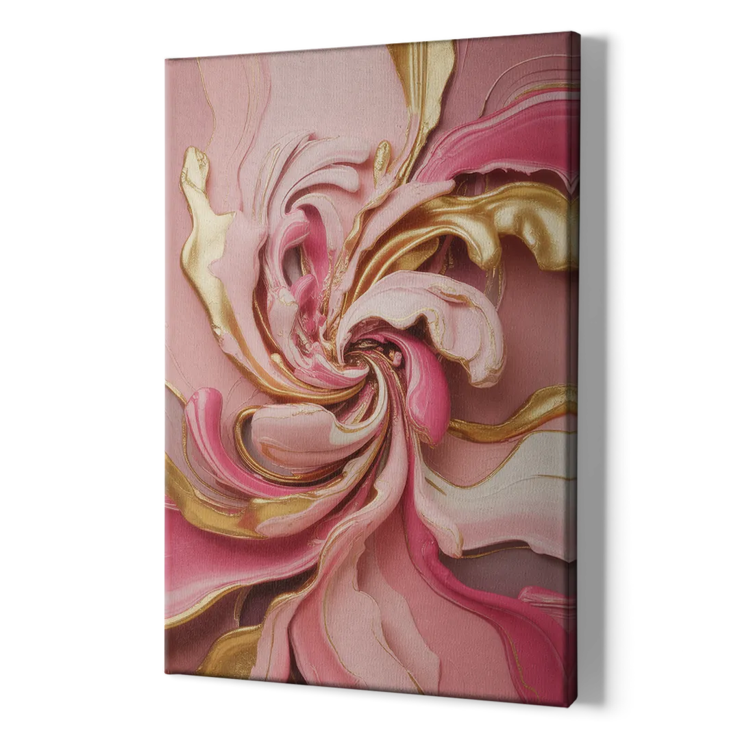 Opulent Serenity Pink and Gold Abstract - Canvas Print Art Sides
