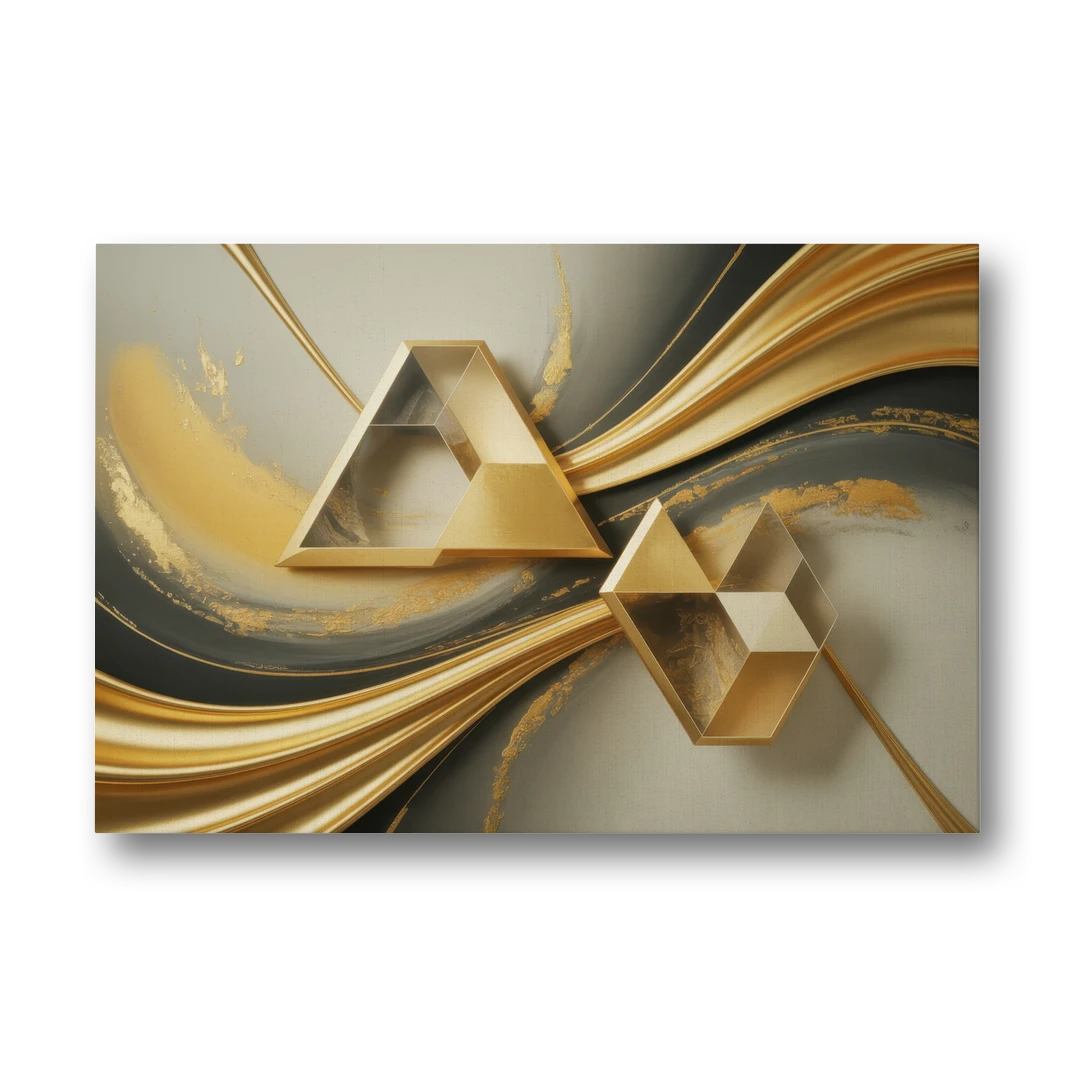 Opulent Streams Gold Abstract - Canvas Wall Art - Front