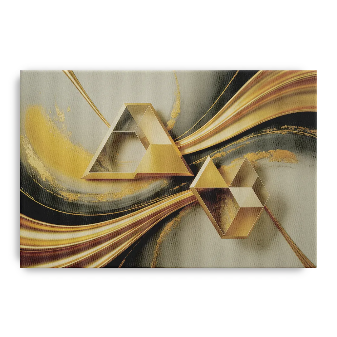 Opulent Streams Gold Abstract - Canvas Wall Art