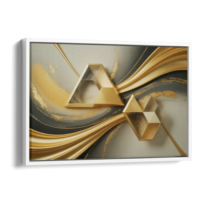 Opulent Streams Gold Abstract Side - White Canvas Wall Art