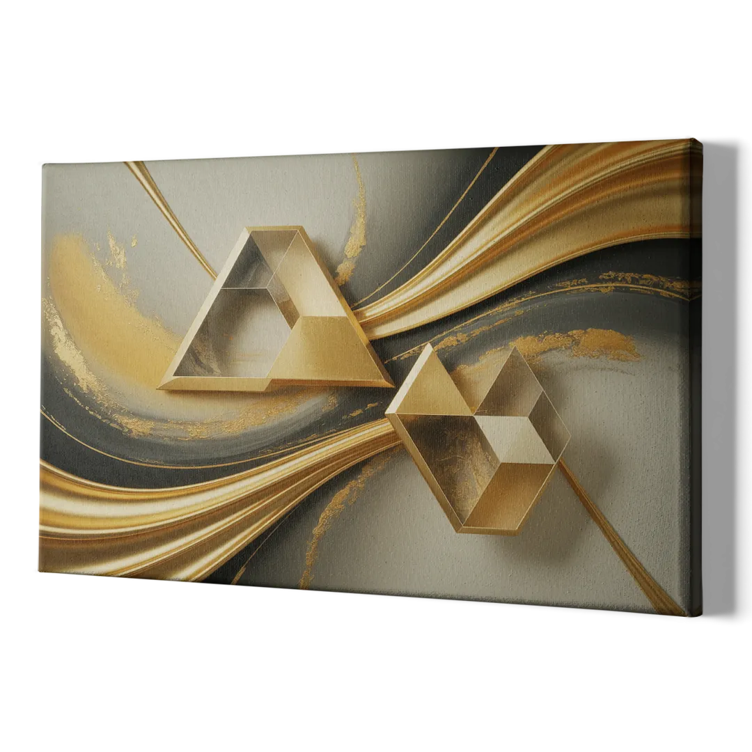 Opulent Streams Gold Abstract - Canvas Print Art Sides