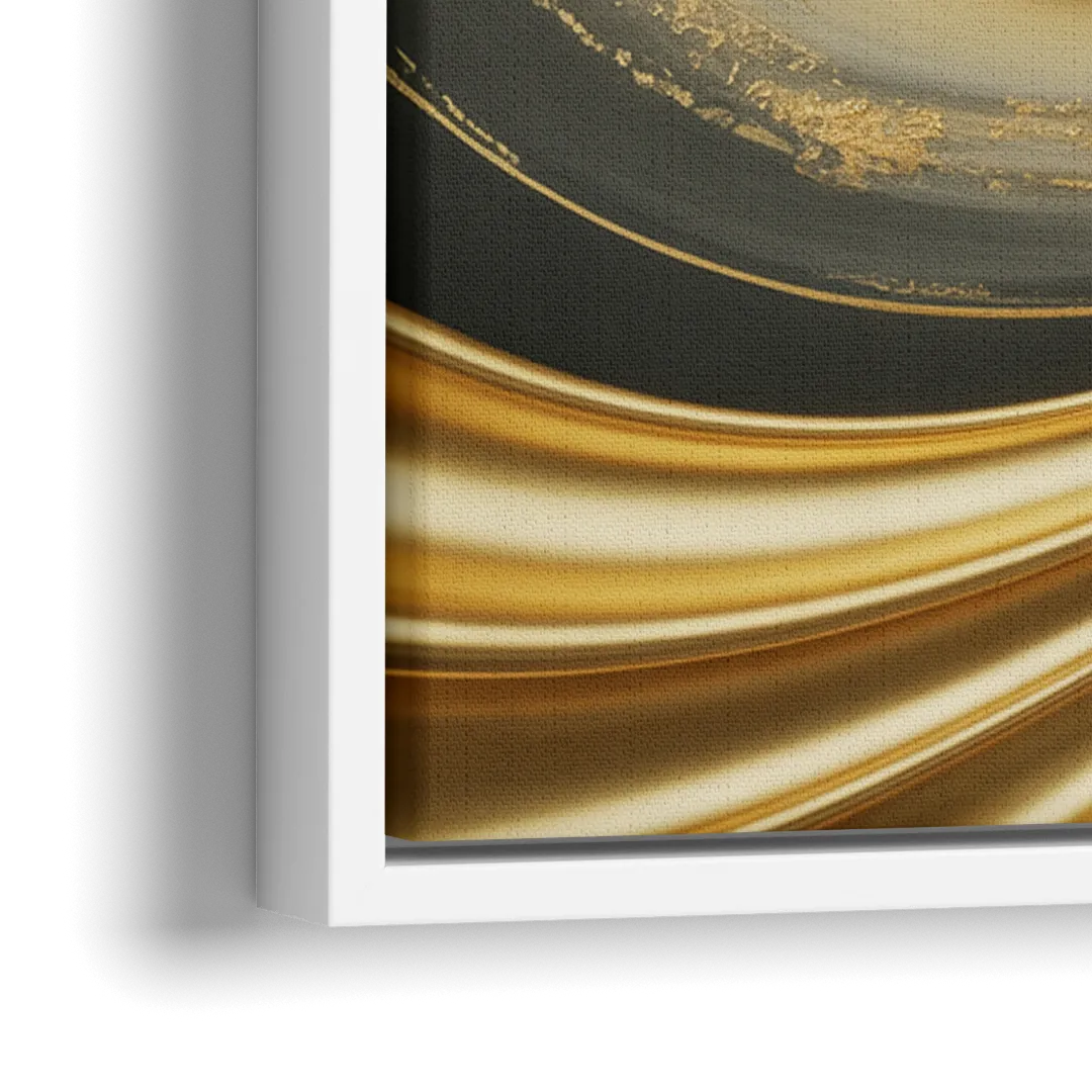 Opulent Streams Gold Abstract - Close-Up White Frame Canvas