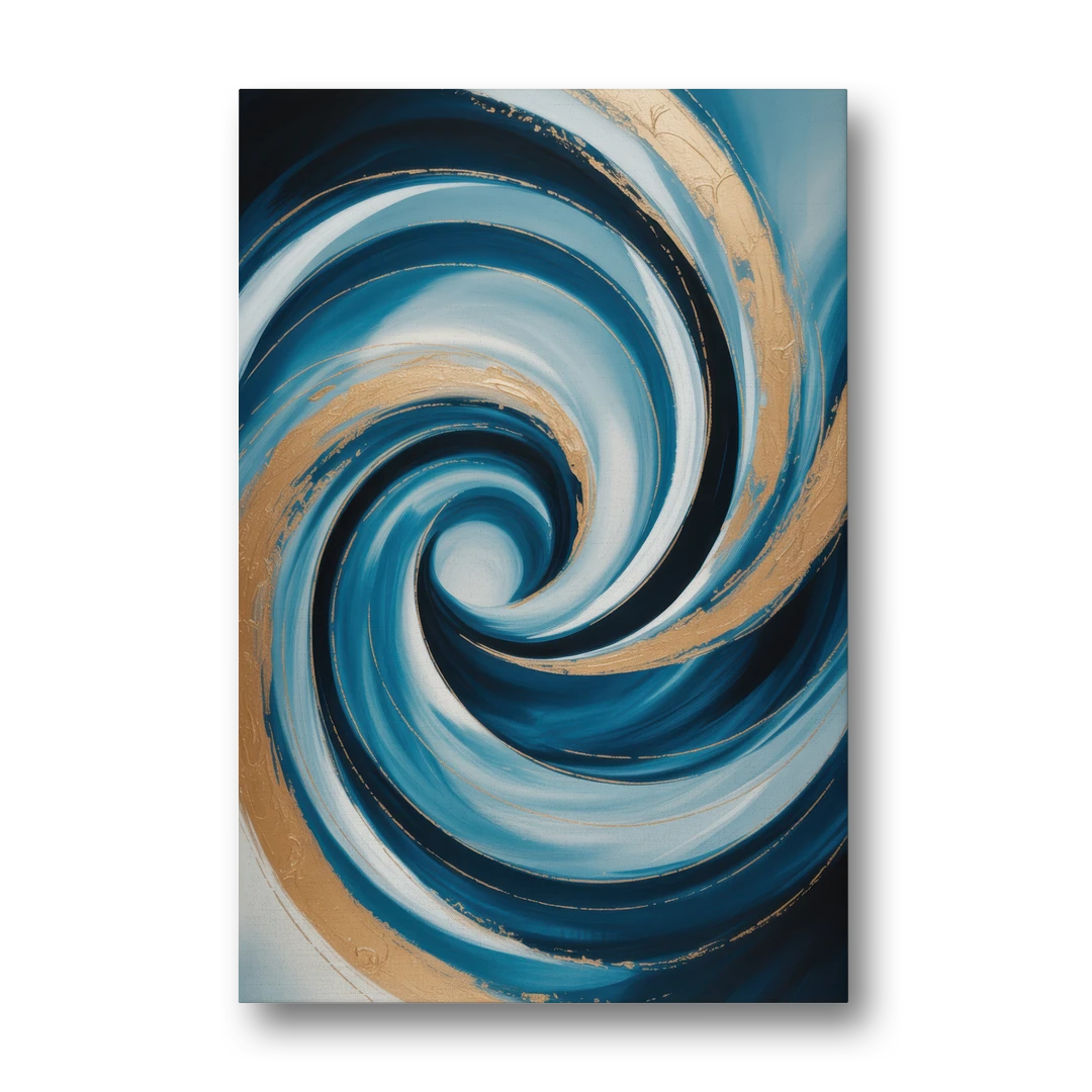 Opulent Swirl Blue and Gold Abstract - Canvas Wall Art - Front