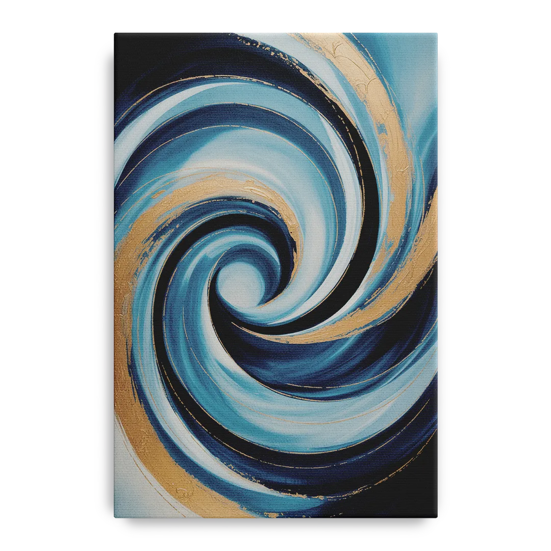 Opulent Swirl Blue and Gold Abstract - Canvas Wall Art