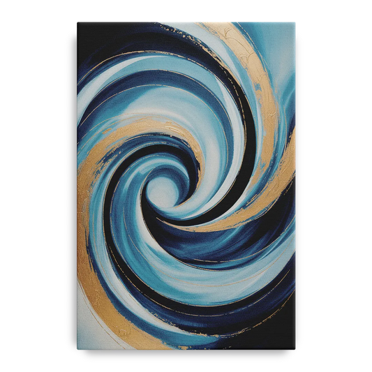 Opulent Swirl Blue and Gold Abstract - Canvas Wall Art