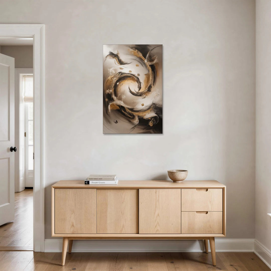 Opulent Swirls Brown Abstract - Canvas Wall Art - Coffee Table - 24x36