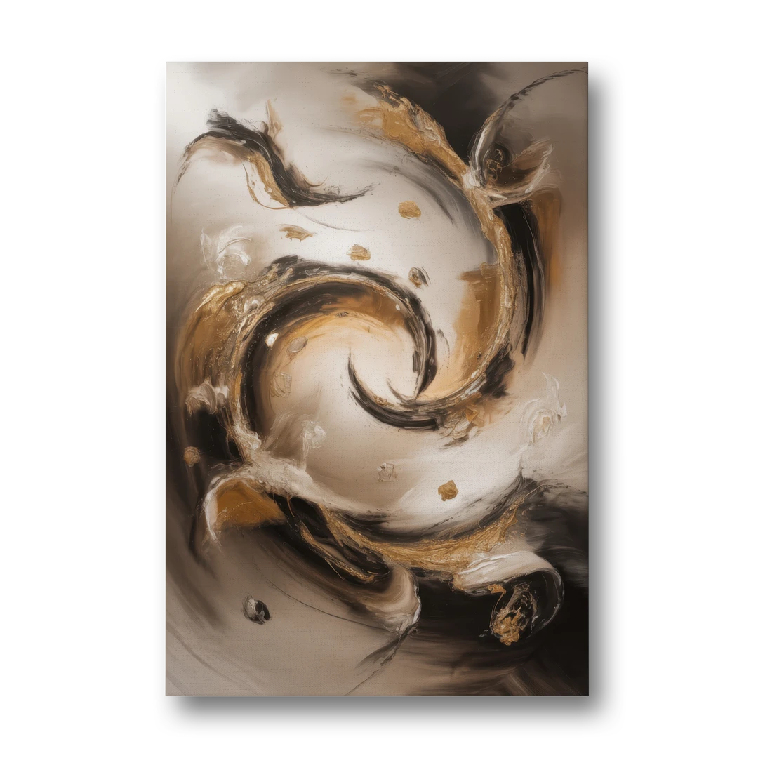 Opulent Swirls Brown Abstract - Canvas Wall Art - Front