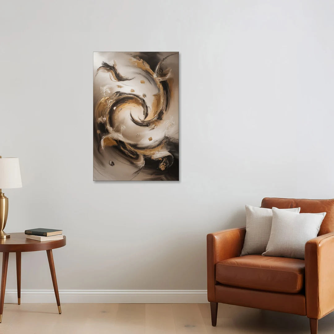Opulent Swirls Brown Abstract - Canvas Wall Art - Sofa - 24x36