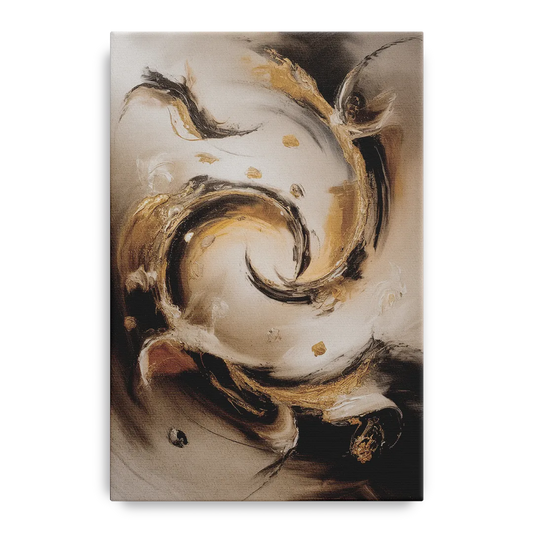 Opulent Swirls Brown Abstract - Canvas Wall Art