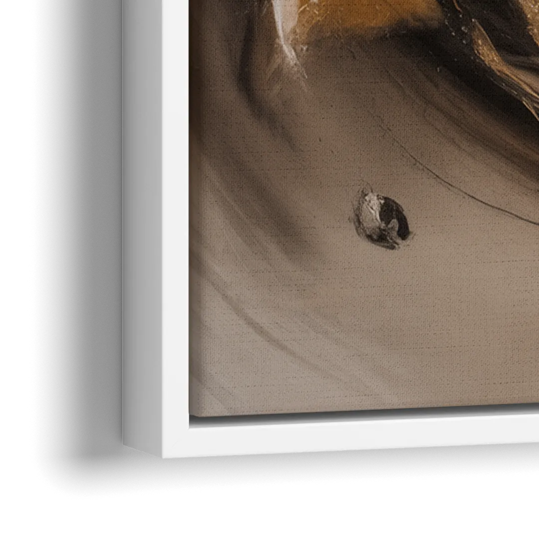 Opulent Swirls Brown Abstract - Close-Up White Frame Canvas