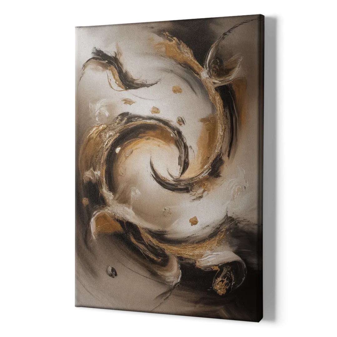 Opulent Swirls Brown Abstract - Canvas Print Art Sides