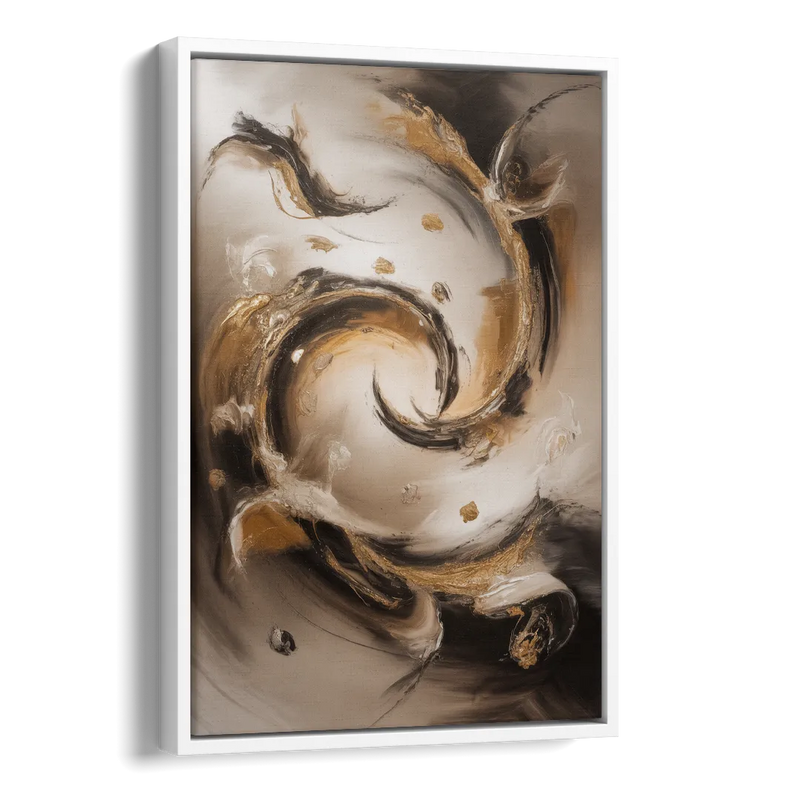 Opulent Swirls Brown Abstract Side - White Canvas Wall Art