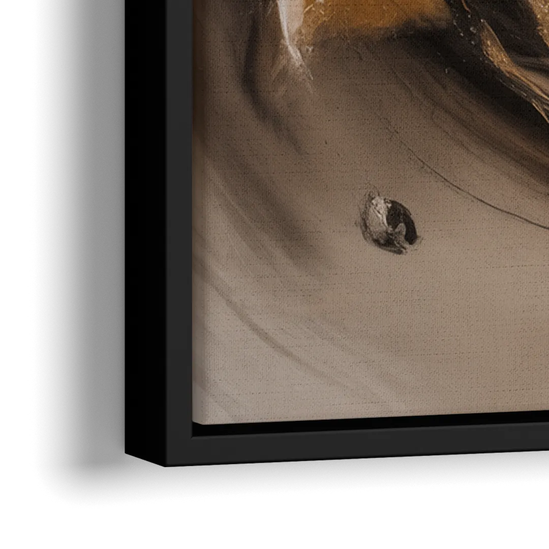 Opulent Swirls Brown Abstract - Close-Up Black Frame Canvas
