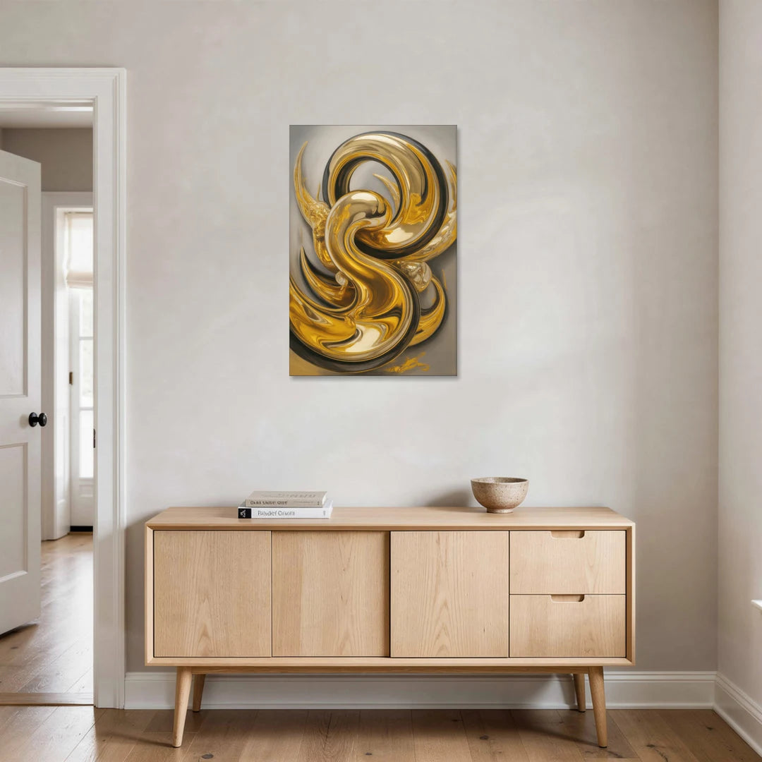 Opulent Swirls Gold Abstract - Canvas Wall Art - Coffee Table - 24x36