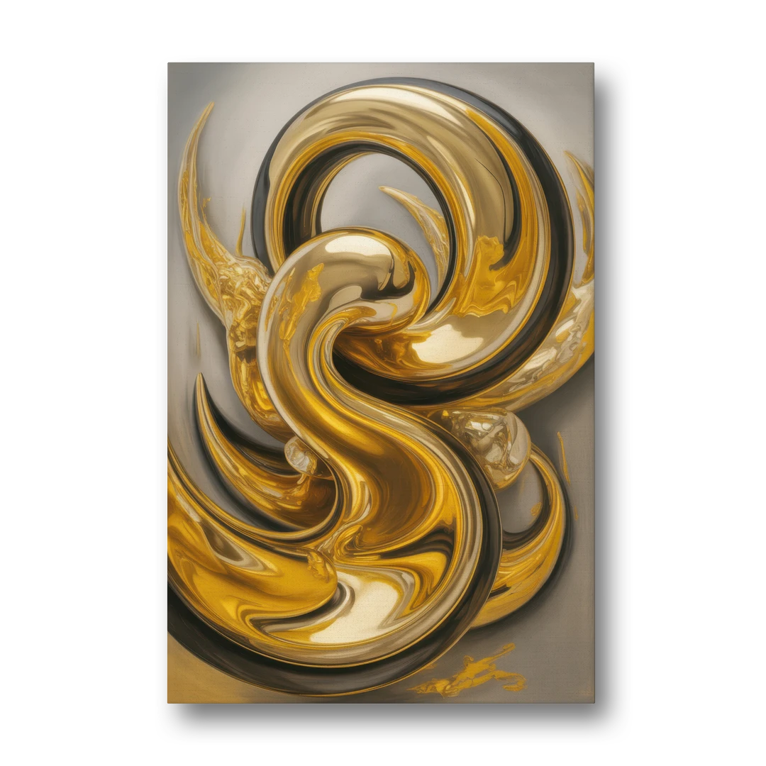 Opulent Swirls Gold Abstract - Canvas Wall Art - Front