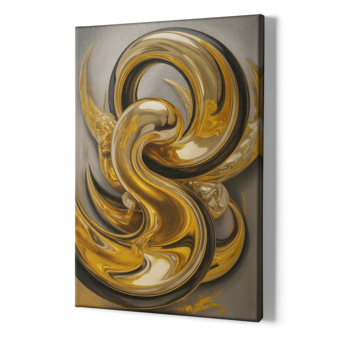 Opulent Swirls Gold Abstract - Canvas Print Art Sides