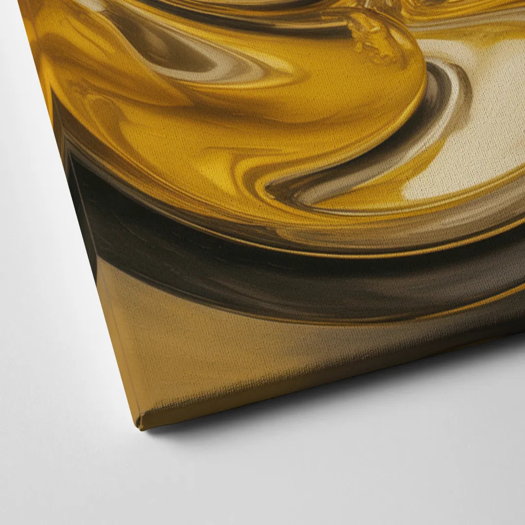 Opulent Swirls Gold Abstract Canvas Close Up