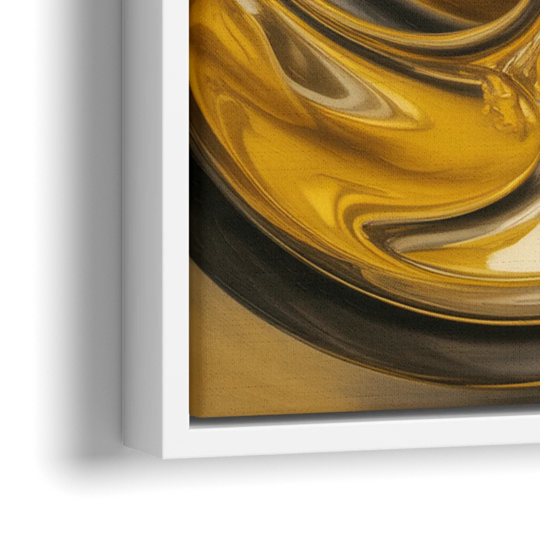 Opulent Swirls Gold Abstract - Close-Up White Frame Canvas