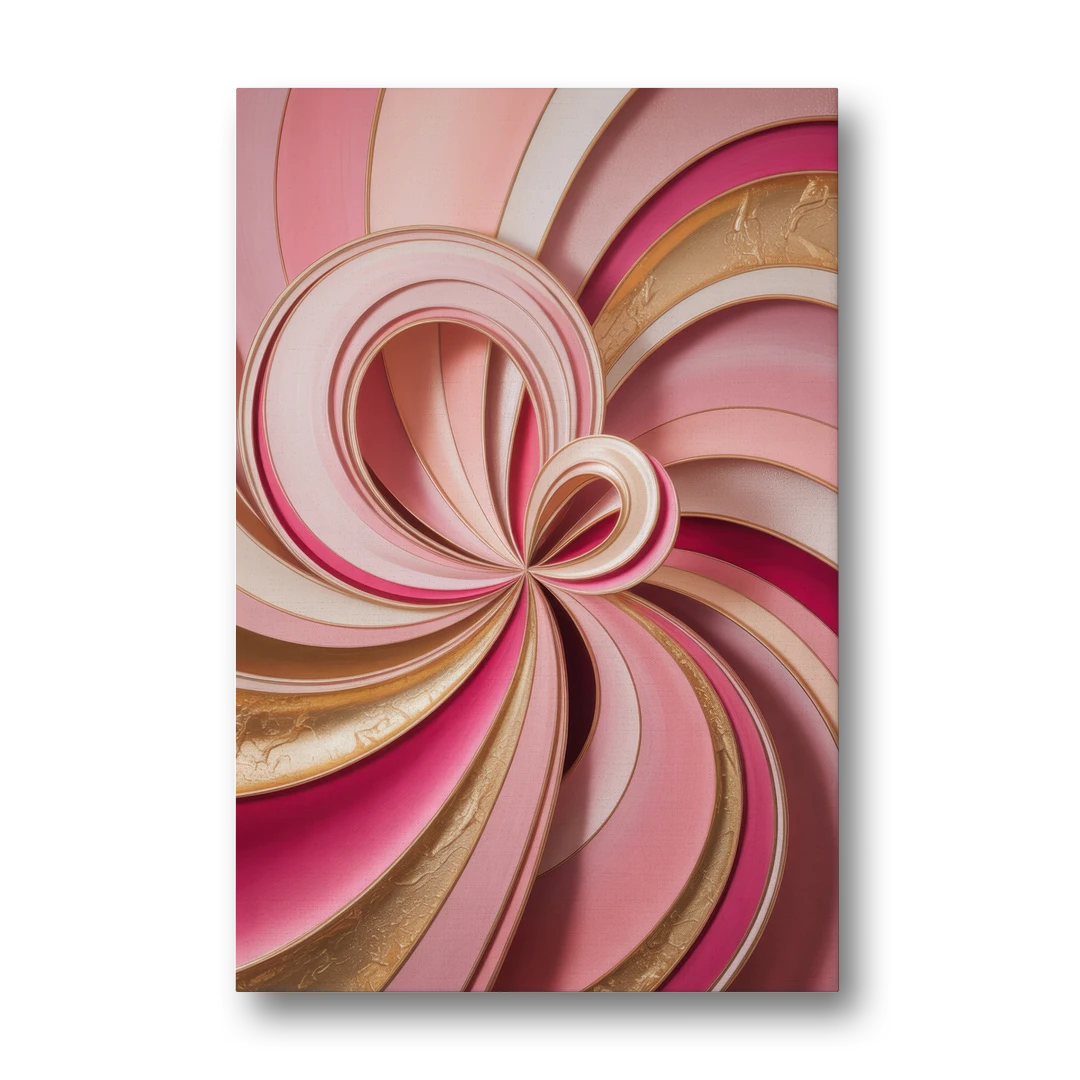 Opulent Swirls Pink and Gold Abstract - Canvas Wall Art - Front