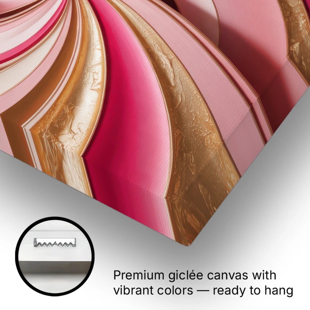 Opulent Swirls Pink and Gold Abstract - Canvas Wall Art - Gallery Wrap Corner