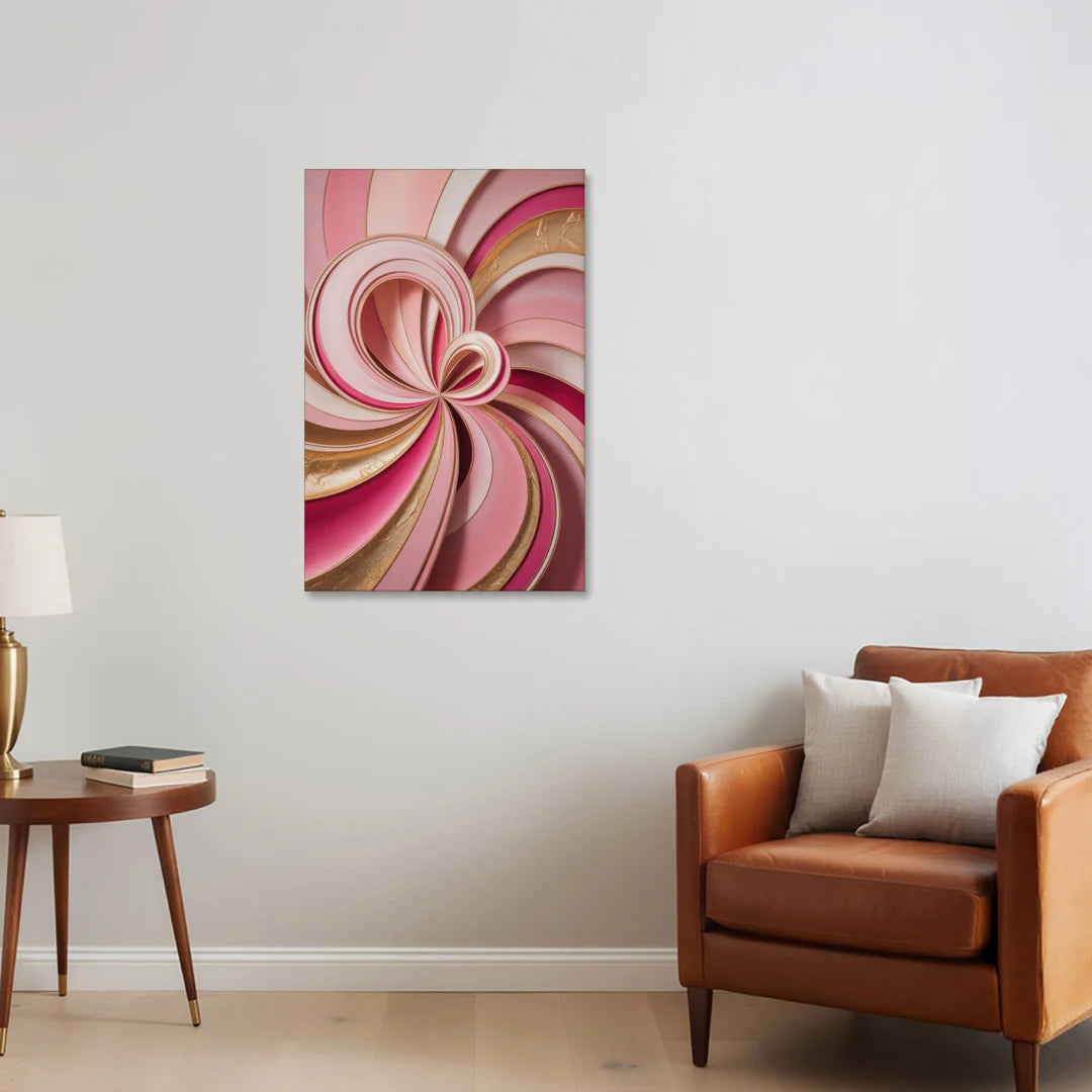 Opulent Swirls Pink and Gold Abstract - Canvas Wall Art - Sofa - 24x36