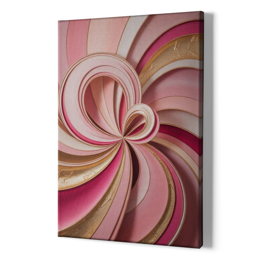 Opulent Swirls Pink and Gold Abstract - Canvas Print Art Sides