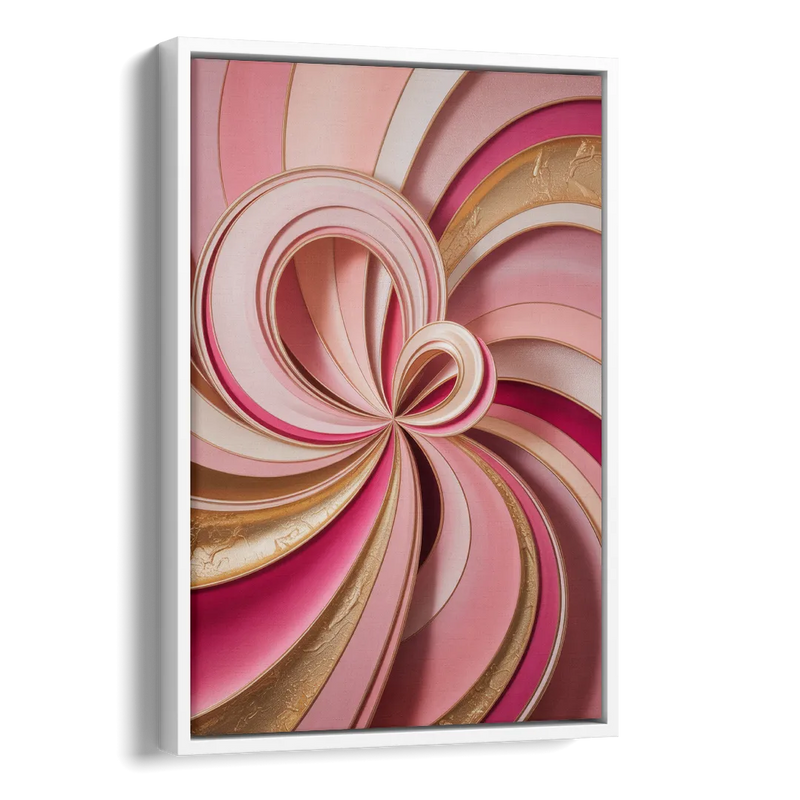 Opulent Swirls Pink and Gold Abstract Side - White Canvas Wall Art